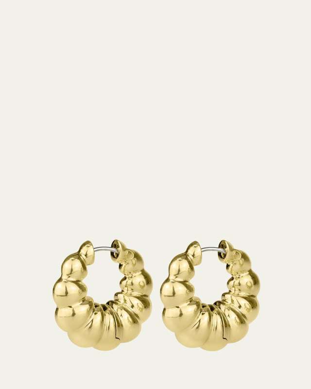 18K Yellow Gold 25mm Tapered Undulated Hoop Earrings
